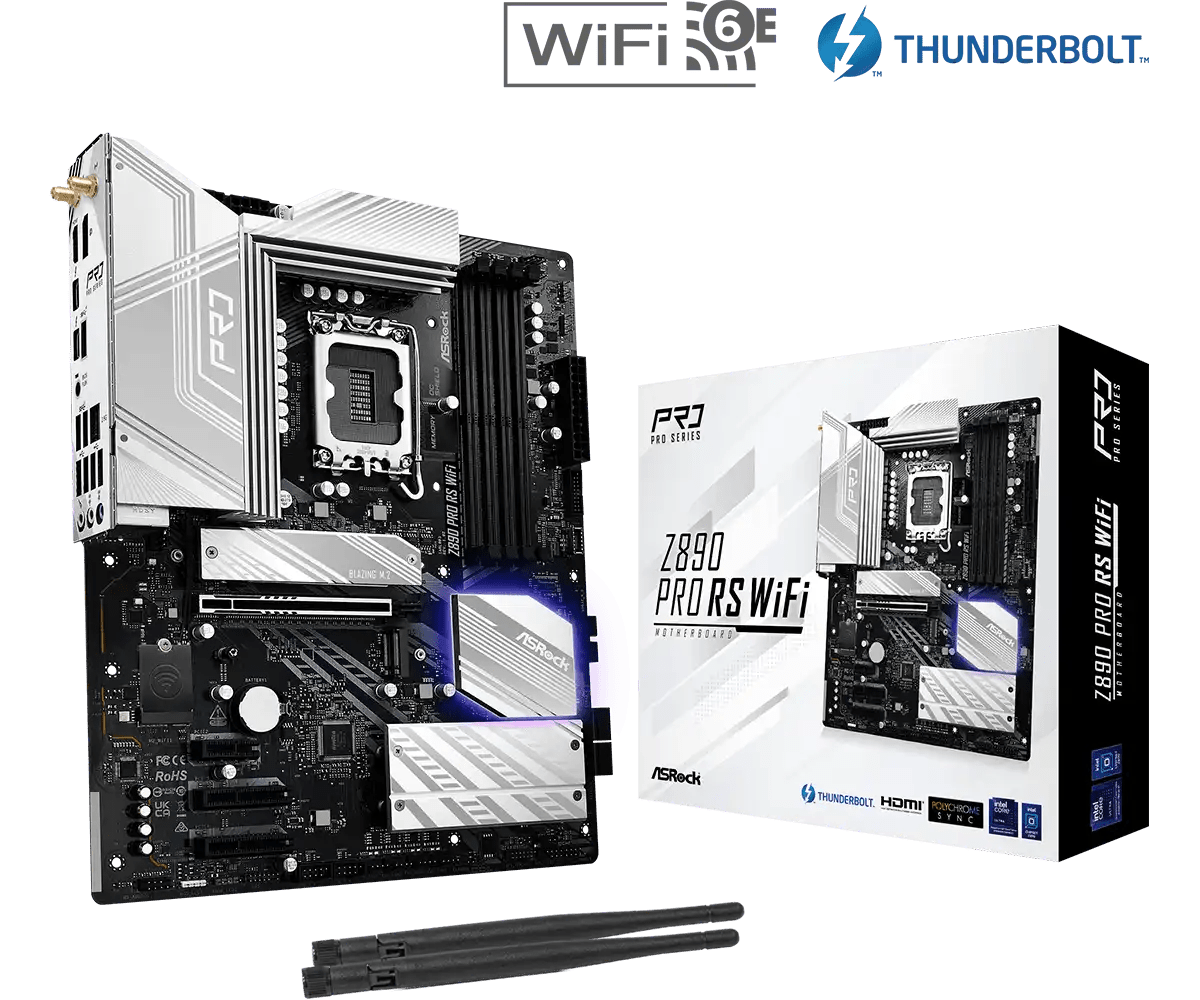ASRock Z890 Pro RS WiFi LGA1851 Socket Gaming Motherboard - Vektra Computers LLC ASRock Z890 Pro RS WiFi LGA1851 Socket Gaming Motherboard - Vektra Computers LLC